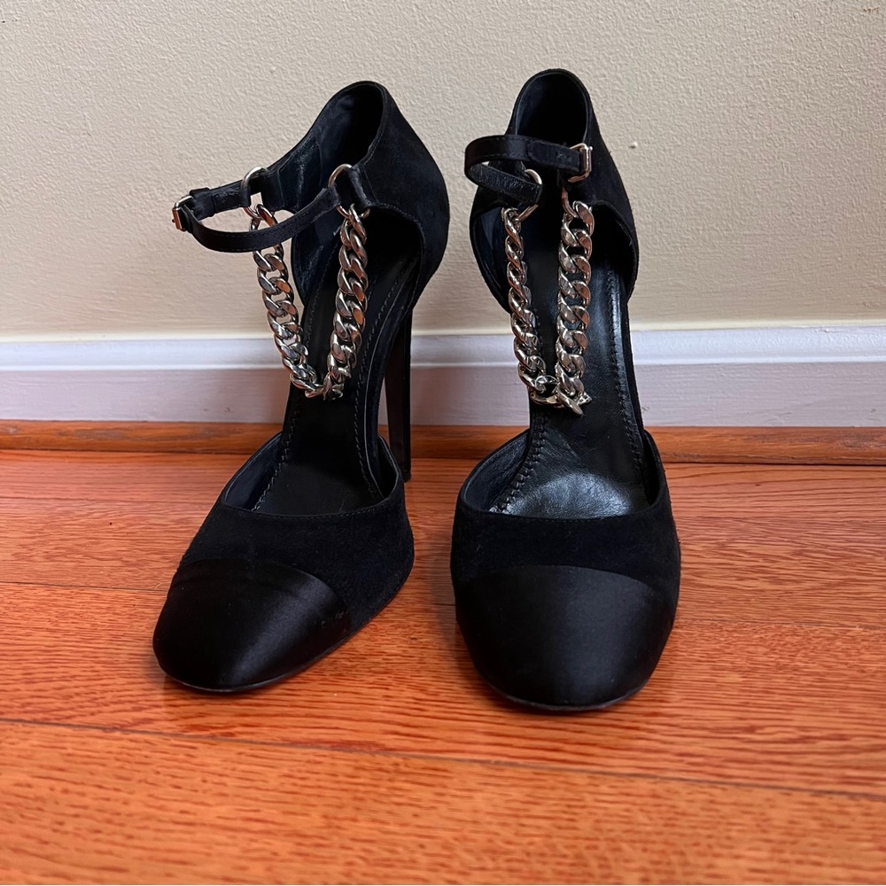 Giambattista Valli Silk + Velvet Chain Mary Jane Pumps